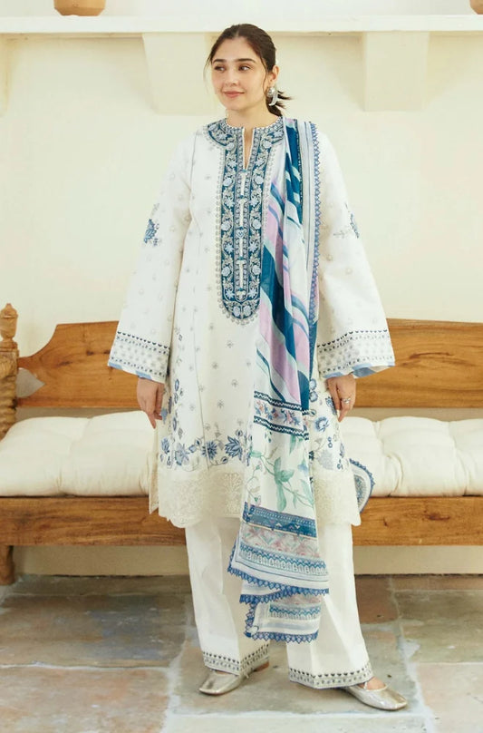 3 PC EMBROIDERED LAWN WITH DIGITAL PRINTED SWISS LAWN DUPATTA-JC1060