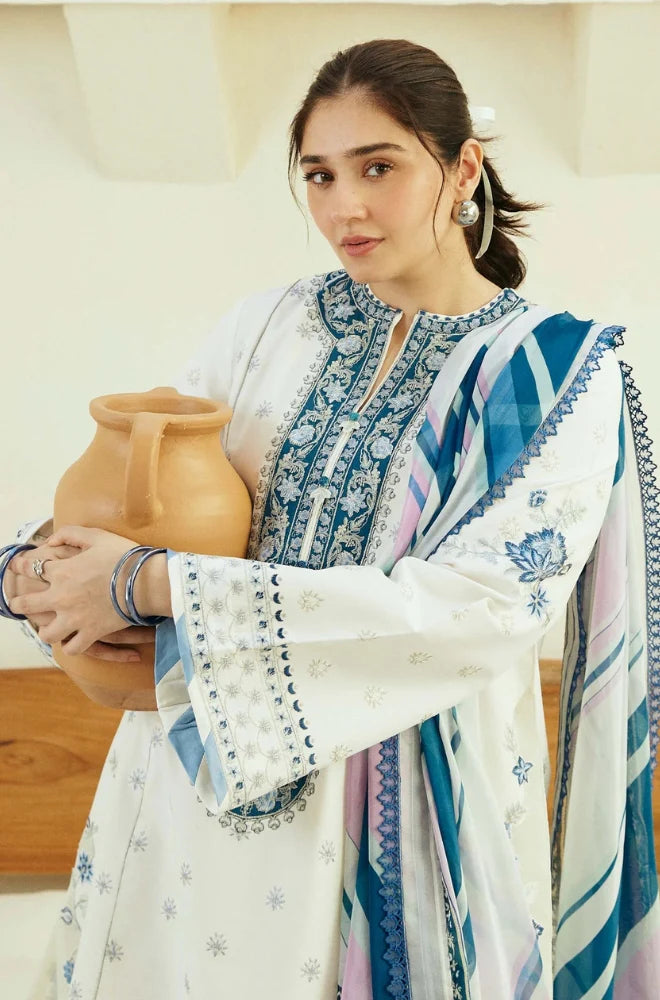 3 PC EMBROIDERED LAWN WITH DIGITAL PRINTED SWISS LAWN DUPATTA-JC1060