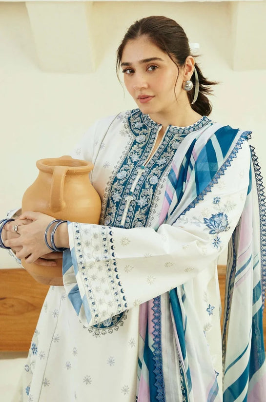 3 PC EMBROIDERED LAWN WITH DIGITAL PRINTED SWISS LAWN DUPATTA-JC1060