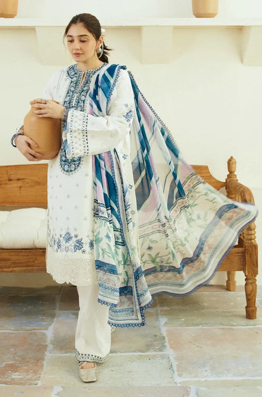 3 PC EMBROIDERED LAWN WITH DIGITAL PRINTED SWISS LAWN DUPATTA-JC1060