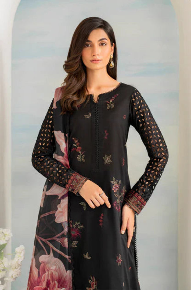 3 PC EMBROIDERED LAWN WITH DIGITAL PRINTED SWISS LAWN DUPATTA-JC1027