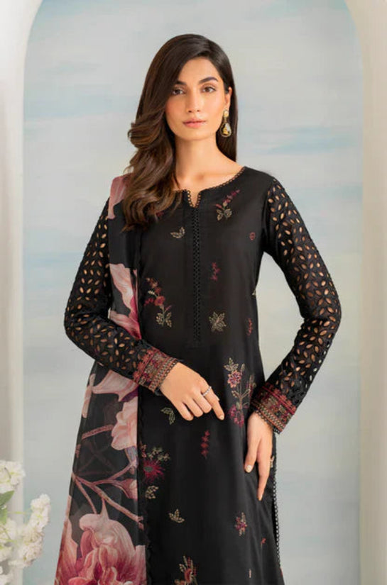 3 PC EMBROIDERED LAWN WITH DIGITAL PRINTED SWISS LAWN DUPATTA-JC1027