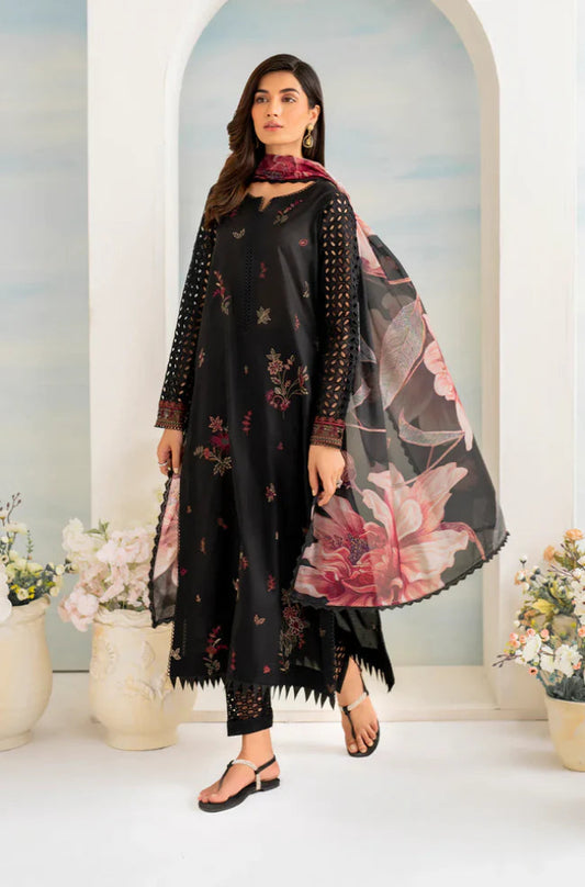 3 PC EMBROIDERED LAWN WITH DIGITAL PRINTED SWISS LAWN DUPATTA-JC1027