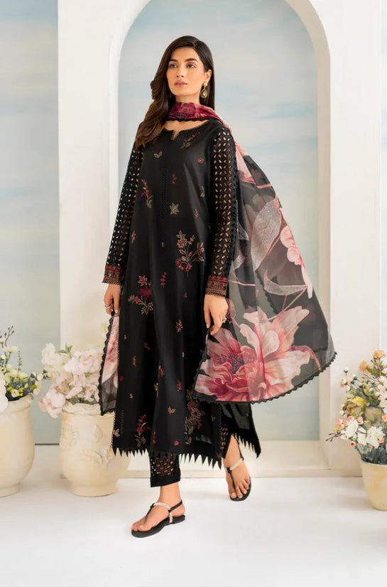 3 PC EMBROIDERED LAWN WITH DIGITAL PRINTED SWISS LAWN DUPATTA-JC1027