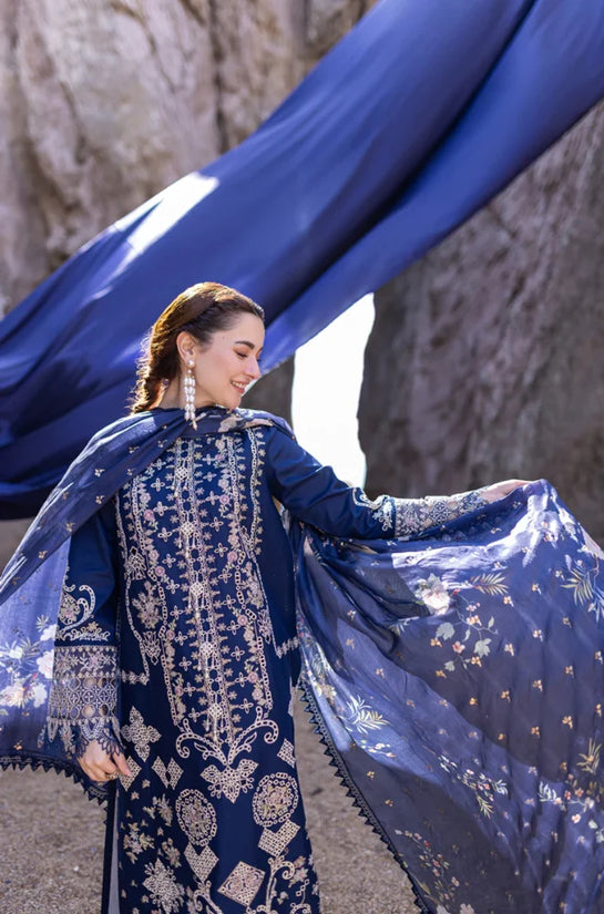 3PC LAWN FULL HEAVY EMBROIDERED SHIRT WITH DIGITAL PRINTED SLUB NET DUPATTA-JC1044