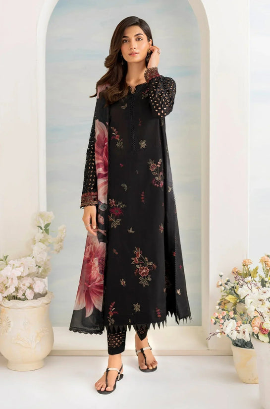 3 PC EMBROIDERED LAWN WITH DIGITAL PRINTED SWISS LAWN DUPATTA-JC1027