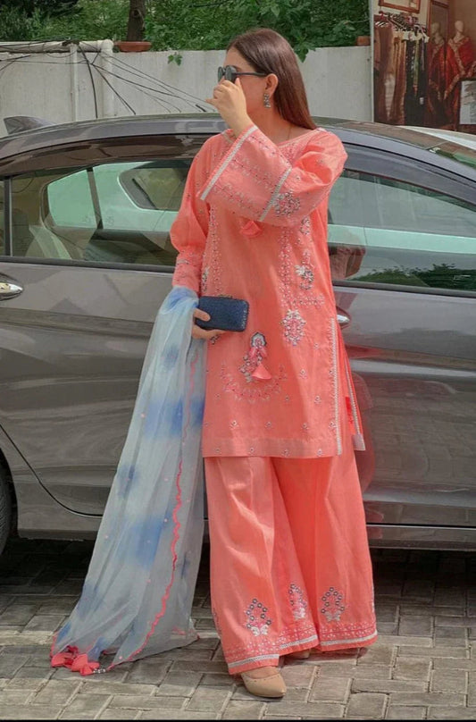 3 PC EMBROIDERED LAWN WITH DIGITAL PRINTED SIWSS LAWN DUPATTAJ-JC1021