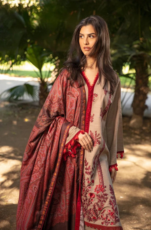 3 PC EMBROIDERED LAWN WITH DIGITAL PRINTED SWISS LAWN DUPATTA-JC1007